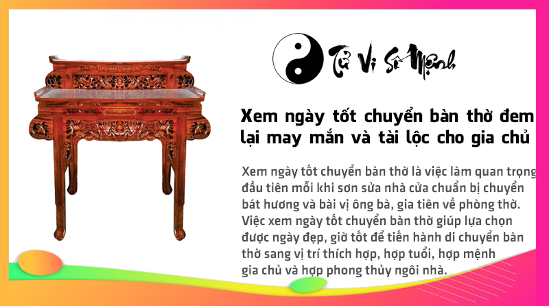 Xem ngày tốt chuyển bàn thờ đem lại may mắn và tài lộc cho gia chủ