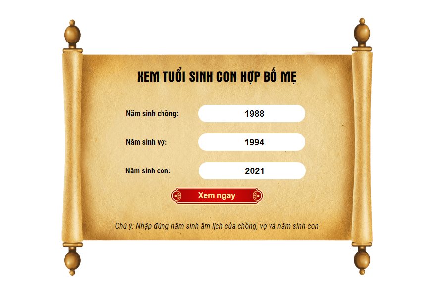 xem tuổi sinh con hợp bố mẹ