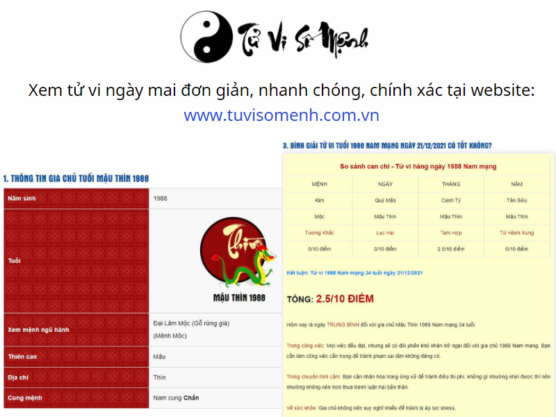 tử vi ngày mai